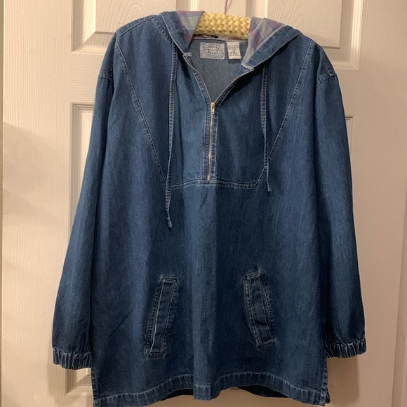 CAROLINA BLUES Jackets & Blazers - VINTAGE CAROLINA BLUES PLUS DENIM POPOVER JACKET-HOODIE SZ18 -POCKETS/ZIP FRONT